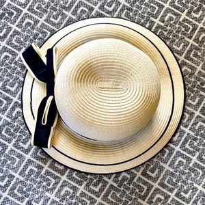 Gorgeous HBY Miami NWT Cream Hat Black Bow